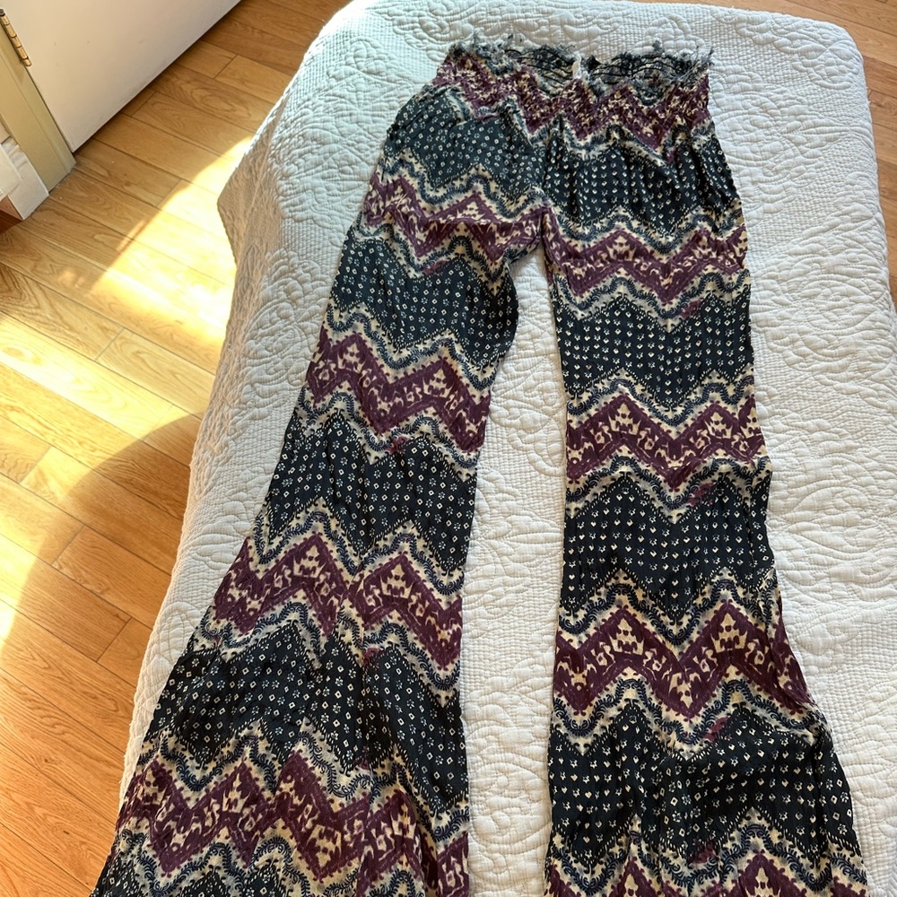 VNTG free people Bohemian Print Wide-Leg Pants
